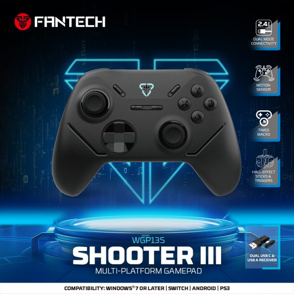 Fantech WGP13S Shooter III 3 Wireless Gamepad Hall Effect Dual Connection Black & White