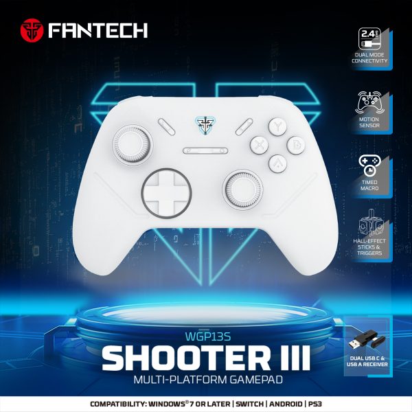 Fantech WGP13S Shooter III 3 Wireless Gamepad Hall Effect Dual Connection Black & White