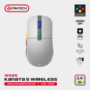 Fantech KANATA S WIRELESS Mouse Gaming Wireless RGB Macro WG9s DPI 12.000 Super Maxfit (Nitendo Design)
