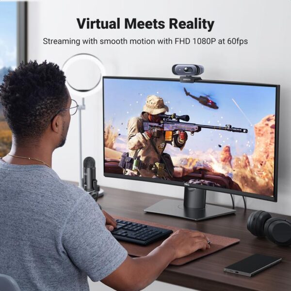 UGREEN Webcam 2K Full HD Resolution 1080P 60fps Built in Dual Mic, Auto Focus & Noise Cancelling - 1080P